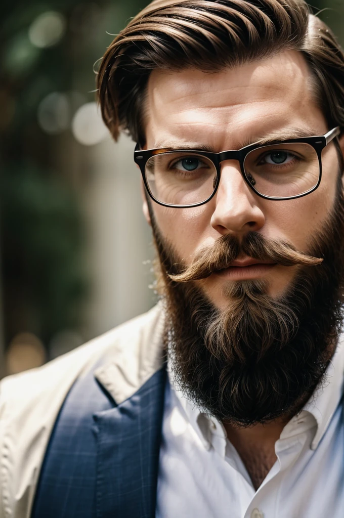 White manhood with beard and glasses 