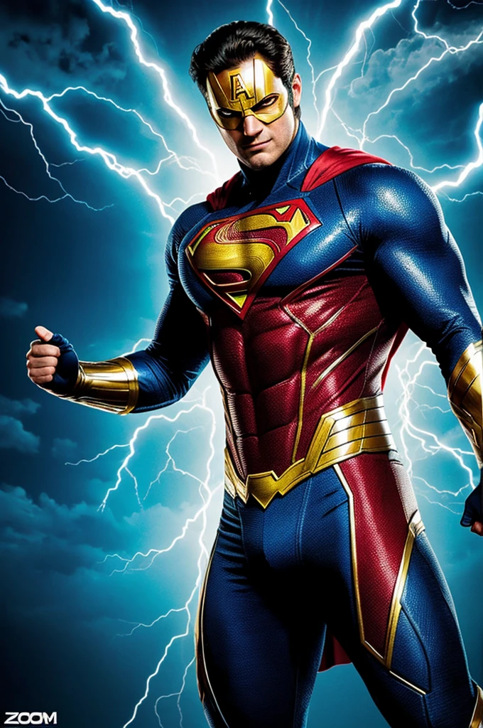 Un superheroe con el logo de zoom