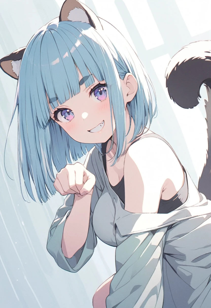 Linechu, a boy with blue hair and cat ears, male focus, full body, <lora:LAS:0.3> <lora:Linechu_fuwafuwa_v5-000002:1>