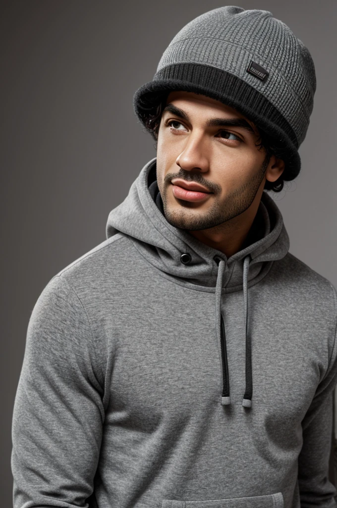 Marciano,cartoonish,gray,sticking out tongue, con gorrito gray