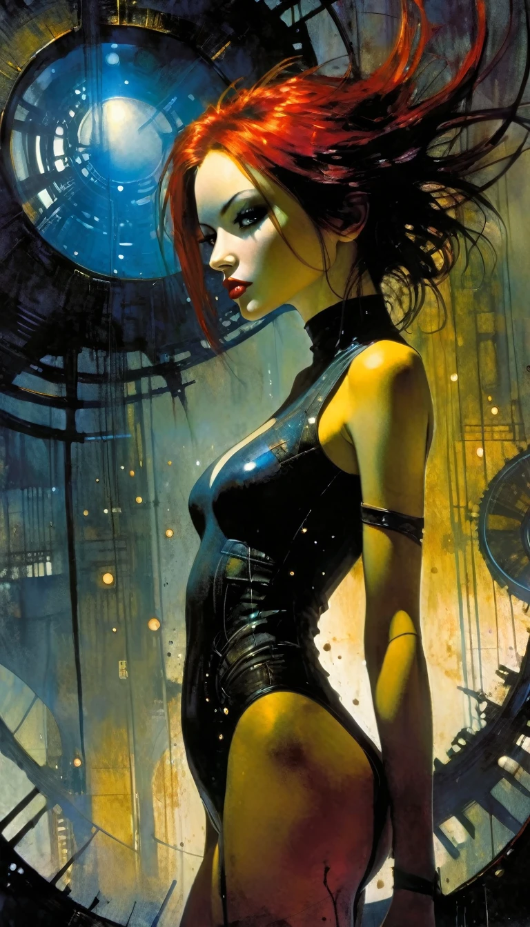 (highly detailed,cinematic lighting,dramatic colors,intricate machinery,futuristic technology,epic scale,moody atmosphere,sexy girl in scene, dark and gritty,masterpiece,best quality,8k,photorealistic,professional) (art inspired in Bill Sienkiewicz). oil painting)
