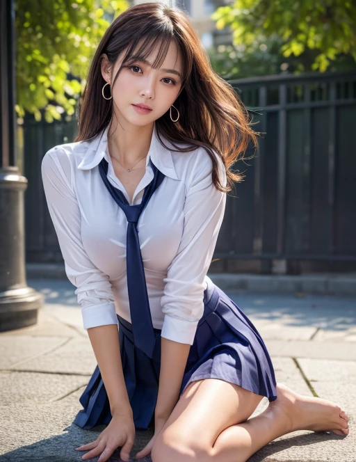 absrud, RAW Photos, Very delicate and beautiful, masterpiece, 最high quality, 超High resolution, 16K, 超Realisticな, Super detailed, 非常に詳細な CG 8K 壁紙, Beautiful lighting, Perfect Lightning, Realistic Shadows, Perfect Anatomy, Highly detailed skin, Perfect figure, Day本人女性, Late 20s, Very slim figure, Tight waist, very small head, Handsome detailed woman, Highly detailed eyes and face, Realistic Face Proportions, Stunning eye for detail, Realistic beautiful face, Very small face, Realistic small beautiful eyes, double eyelid, compensate, Tearful mole, Mole on chest, Earrings, barefoot, beautiful and very thin legs, Beautiful and very slim thighs, (Very big round breasts:1.3), short hair, Wavy Hair, Sweat, (Full Body Shot), No sleeve, Bare arms, barefoot, Fitted, Abdominal Peek, Cleavage, Thin clavicle, (Three Girls:1.5), (school uniform:1.5), Outdoor,Fashion magazine cover、Super popular stripper、Pleasure that goes through、Breakthrough orgasm、Dripping Wet pussy、Dripping Wet pussy、nude、Wet pussy,Squirting.,乳首Squirting.Nipple Splash,(8K, RAW Photos, 最high quality, masterpiece: 1.2), (Realistic, photoRealistic: 1.37), Woman in a suit standing on the sidewalk, Cityscape, Day, Sunny Morning, Professional Lighting, Photon Mapping, Radio City, Brazilian women, Torn, shirt, Woman in a suit, Silk Suit, masterpiece, 最high quality, high quality, High resolution, Big Breasts, ((Face close-up)),My erogenous zones were toyed with...、Intense caressing of erogenous zones with aphrodisiac lotion、Massaged Breasts Orgasm、