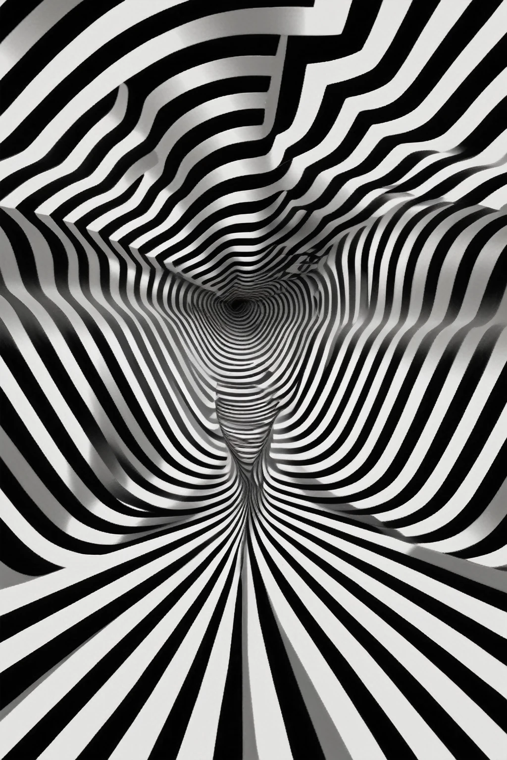 Op Art - Black and White Line Illusion. When watching, The illusion of lines appearing to move