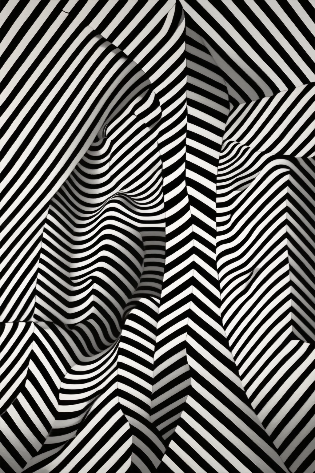 Op Art - Black and White Line Illusion. When watching, The illusion of lines appearing to move