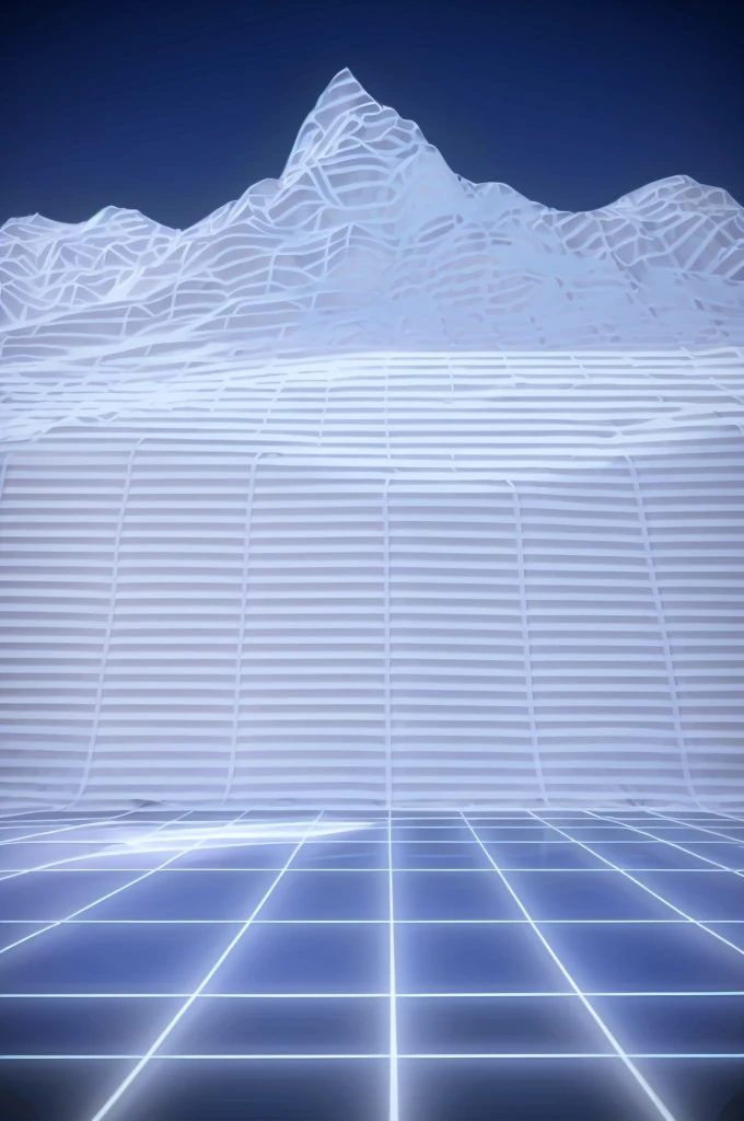 Mountain white wireframe, Dark blue sky