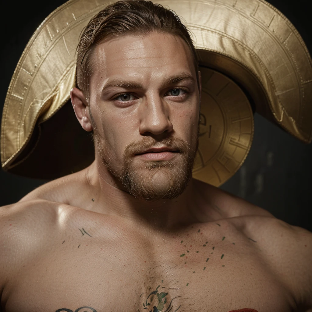 a portrait of an conor mcgregor santa clauss in 19th century, beautiful painting with highly detailed face, boxing face, French color background