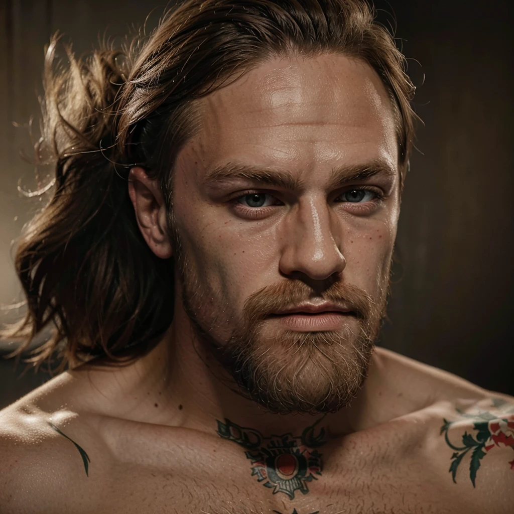 a portrait of an conor mcgregor santa clauss in 19th century, beautiful painting with highly detailed face, boxing face, French color background