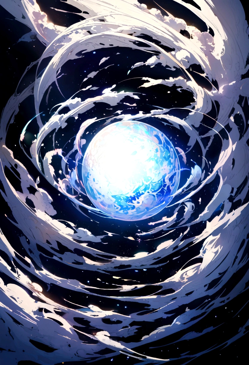 A white sphere floating in free space