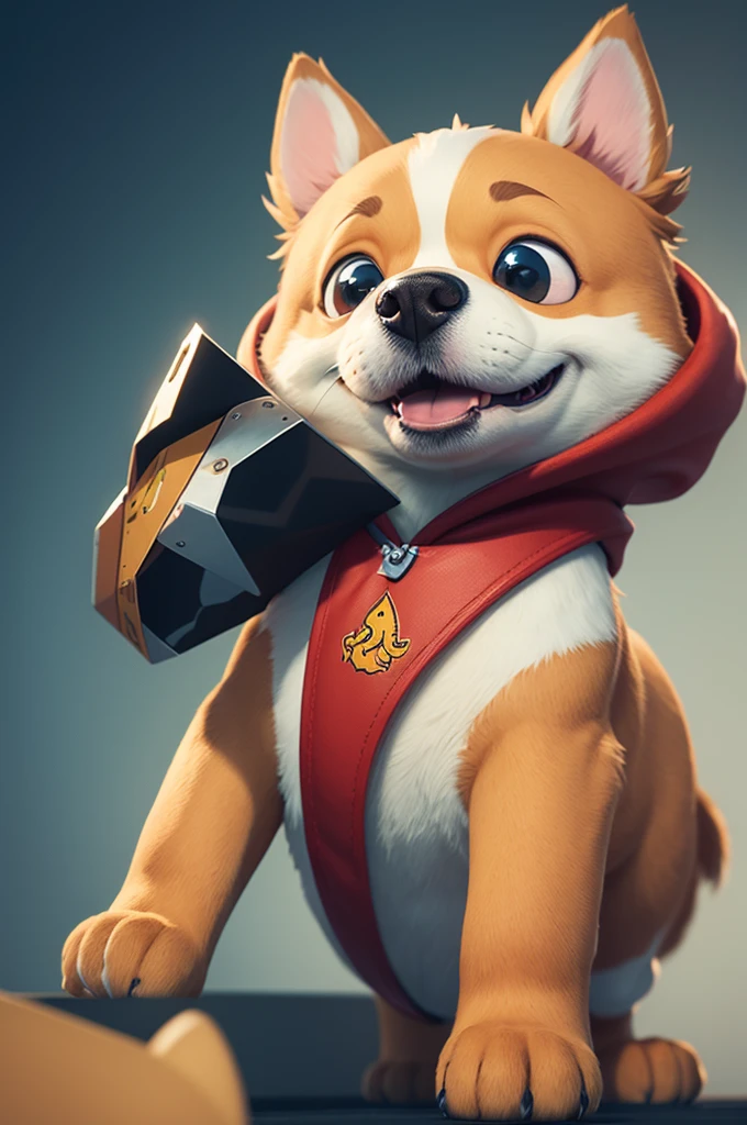 Create an image of a dog mascot for a video game company