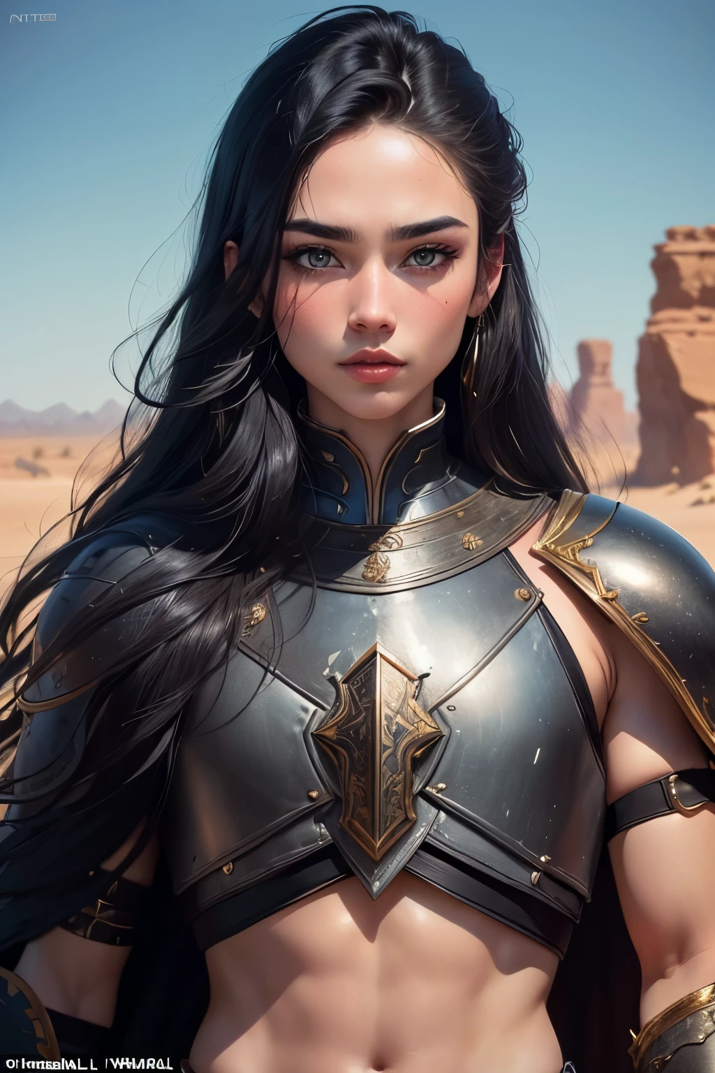 ((best quality)), ((masterpiece)), (detailed), Prize-winning works, with incredible details, maximum textures and details, mantea ,1 An adventurous warrior man in dark black light armor, long black hair (30 year old murderer:1.1,detailedeyes, face detailed, whole body:1.1,the background is a desert ),(best qualityer:1.2,ultra detali:1.1,realisitic:1.37),stone medieval ancient city ,eyeshadows,hidden identity,sharp focus,swirly vibrant colors,), (twilight), (natta), 8K