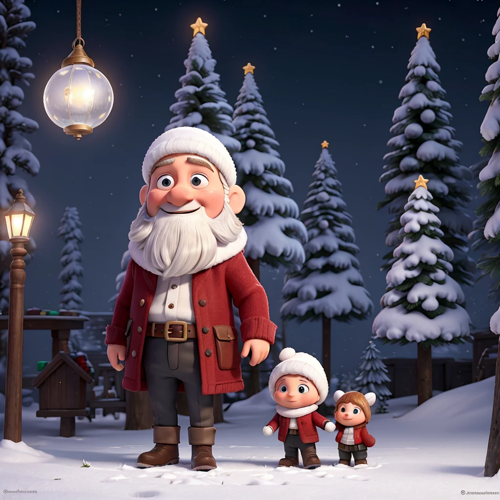 Créez une image hyperréaliste de Conor McGregor habillé en Père Noël. Il doit porter le costume traditionnel du Père Noël : manteau rouge avec bordures blanches, ceinture noire, bottes noires, et bonnet de Noël rouge avec un pompon blanc. Assurez-vous que sa barbe soit réaliste et corresponde à celle du Père Noël, tout en gardant son visage reconnaissable. 

Placez-le dans un décor de Noël enchanteur, avec un traîneau rempli de cadeaux et plusieurs rennes attachés au traîneau. Les rennes doivent avoir des harnais décoratifs et des grelots scintillants. En arrière-plan, ajoutez une forêt de sapins enneigés, des flocons de neige tombant doucement et des lumières de Noël scintillant sur les arbres.

L'expression de McGregor doit être joyeuse et accueillante, avec un sourire chaleureux qui rappelle l'esprit de Noël. 

Utilisez un éclairage doux pour capturer la magie de la scène, avec des nuances de lumière dorée provenant des guirlandes et des décorations. 