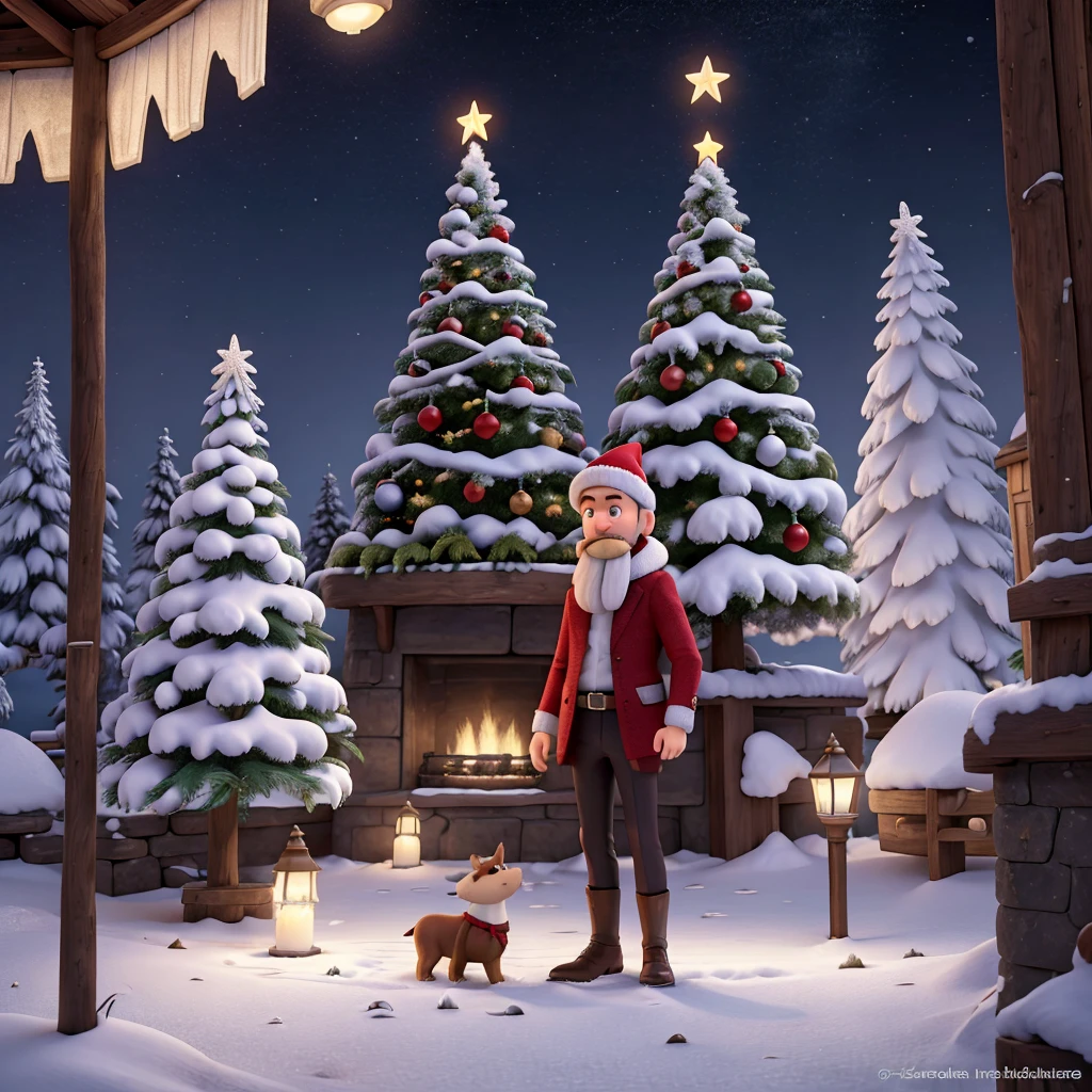 Créez une image hyperréaliste de Conor McGregor habillé en Père Noël. Il doit porter le costume traditionnel du Père Noël : manteau rouge avec bordures blanches, ceinture noire, bottes noires, et bonnet de Noël rouge avec un pompon blanc. Assurez-vous que sa barbe soit réaliste et corresponde à celle du Père Noël, tout en gardant son visage reconnaissable.
Placez-le dans un décor de Noël enchanteur, avec un traîneau rempli de cadeaux et plusieurs rennes attachés au traîneau. Les rennes doivent avoir des harnais décoratifs et des grelots scintillants. En arrière-plan, ajoutez une forêt de sapins enneigés, des flocons de neige tombant doucement et des lumières de Noël scintillant sur les arbres.
L'expression de McGregor doit être joyeuse et accueillante, avec un sourire chaleureux qui rappelle l'esprit de Noël.
Utilisez un éclairage doux pour capturer la magie de la scène, avec des nuances de lumière dorée provenant des guirlandes et des décorations.