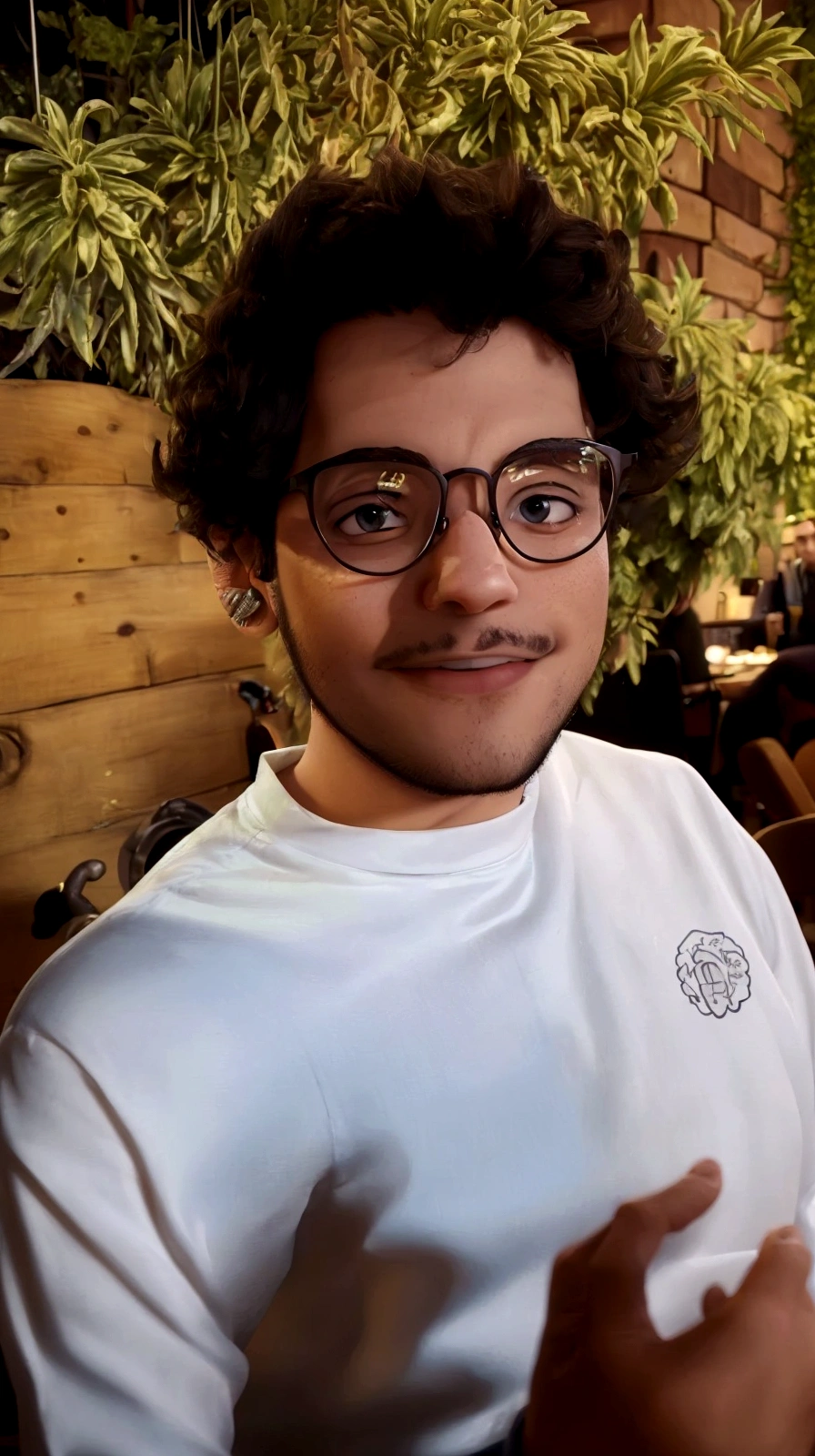 There's a man with glasses sitting at the table with a plate of food, typical cryptocurrency nerd, young jewish man with glasses, caio santos, profile picture with headshot, high-quality portrait, Serpentina do Twitch / gamer ludwig, taken at the beginning of 2020, nft portrait, ethan klein, saadane afif, slight nerdy smile