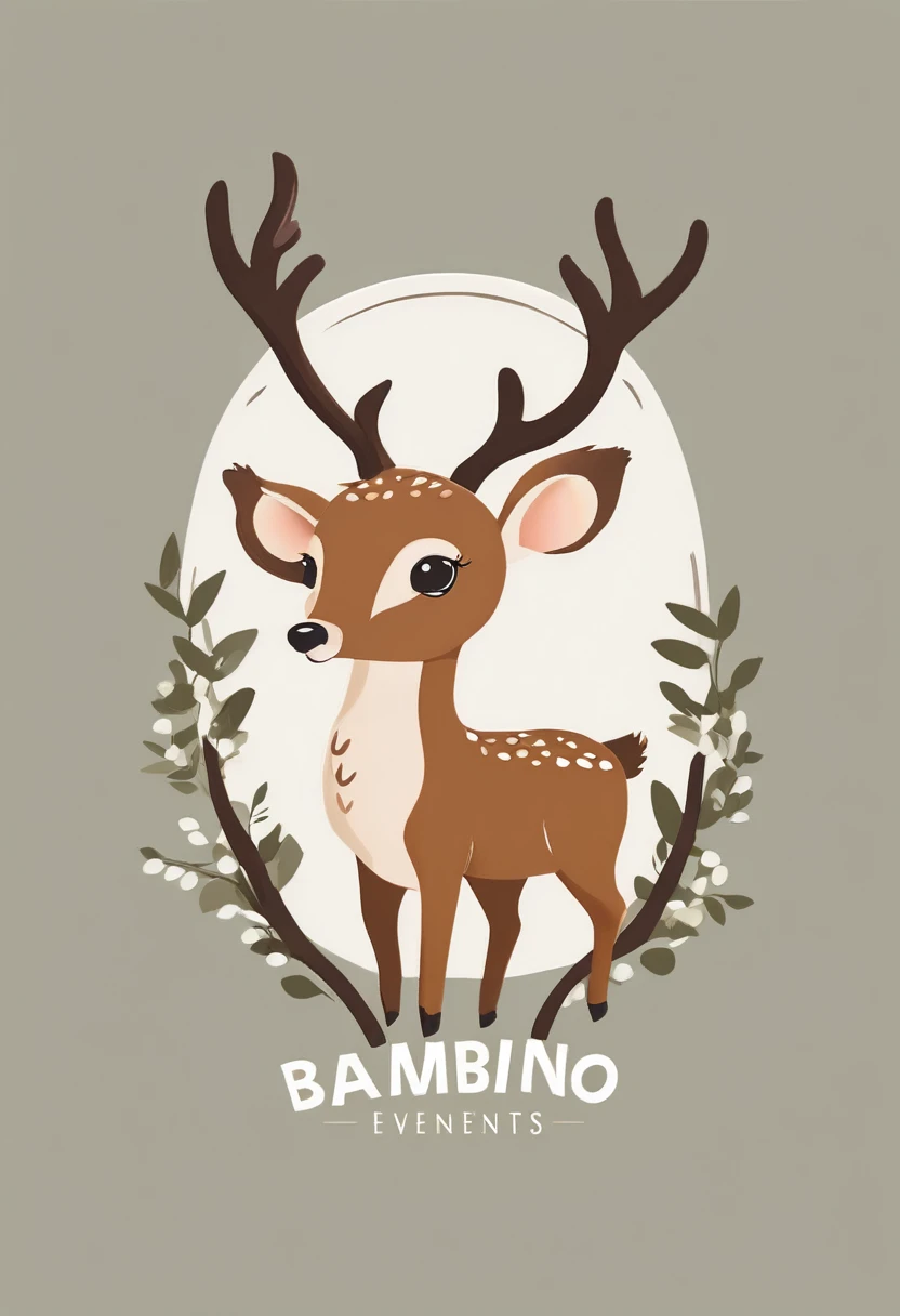 A nursery school company logo with a deer as its logo. The company is called Bambino Events.