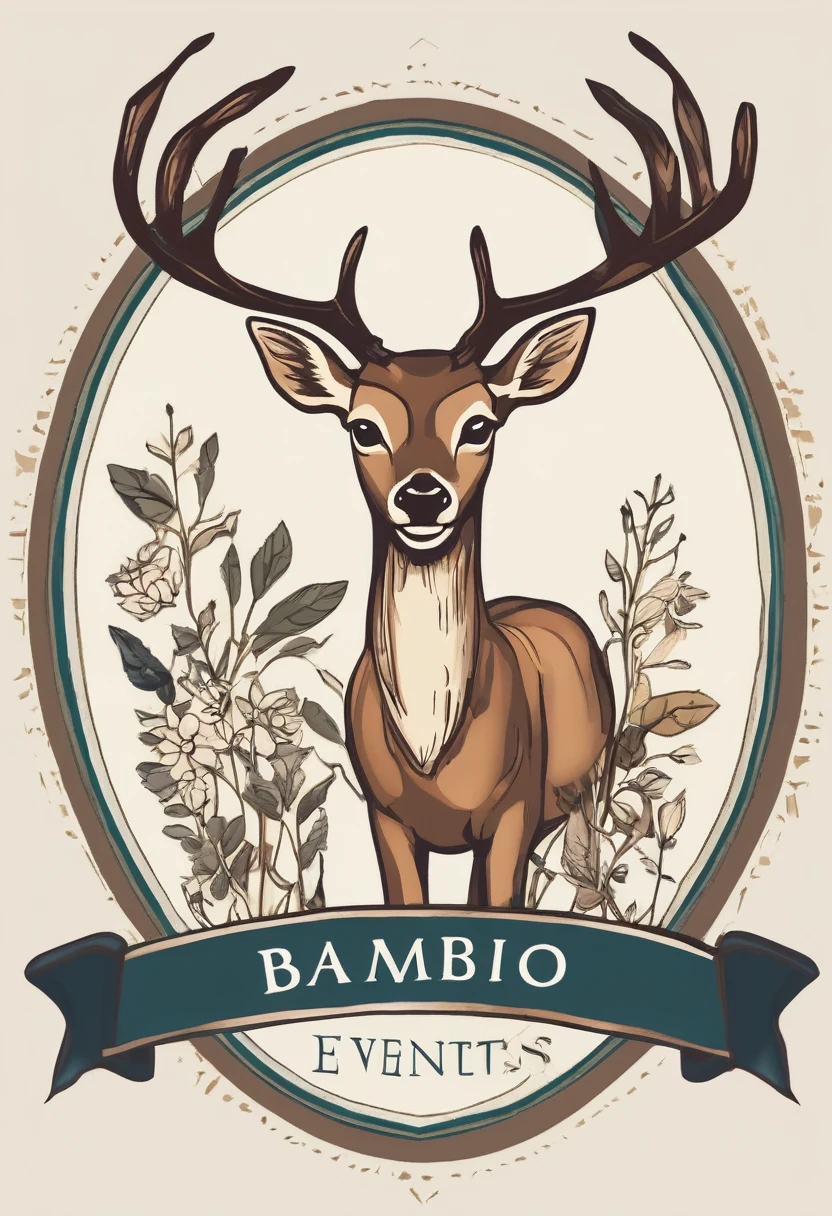 A company logo with a deer as its logo. The company is called Bambino Events.