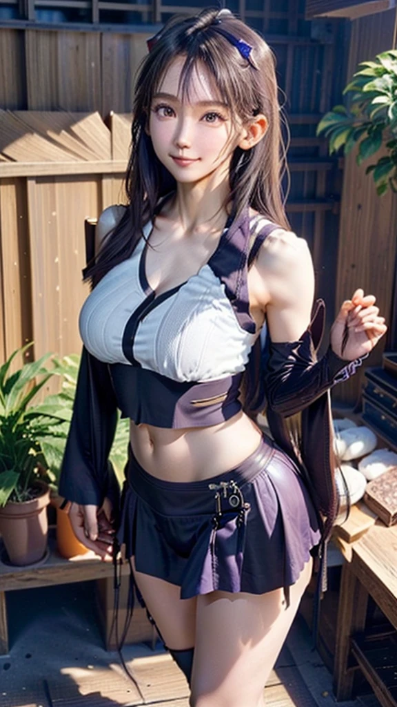 (Photogenic reality,masterpiece,high quality,realistic depiction, 777k,real,Smooth image quality),(Forest scenery rich in nature),(full body,standing and walking front view),view audience,(Height is 160cm,Beautiful body type similar to the skeleton of a Japanese beautiful girl,High bone density and thick bones,seven-headed body,(Attractive, young and cute Japanese girl,),(perfect raw々Beautiful face and body type),Beautiful face and body with golden ratio,Well-balanced beautiful body type,Beautiful muscular body,moisturized skin,Moisturized hair,black hair,beautiful face,Hair style is medium hair,(charming smile,happy face,a gentle smiling face,big and cute beautiful eyes,Beautiful eyes with bright brown irises,Lively beautiful eyes,fine beauty eyes,Shining beautiful eyes,beautiful nose,Beautiful eyebrows,beautiful eyelashes,Beautiful ears,beautiful lips,shiny skin and hair),(Beautiful shoulders,Tight, feminine body,plump beautiful body,Plump beautiful body,Curvy Beautiful body type,Beautiful body type,beautiful figure,太いbeautiful feet,Beautiful body type,Beauty Head,beautiful breasts,upturned chest,Beautiful waist,Beautiful butt,Upward buttocks,beautiful feet,beautiful feet,Beautiful wrists,Beautiful hands)),(Blood type is O,Zodiac sign is Taurus,Wear a sexy aura),Feeling relaxed,(Student uniform,Upper body is a T-shirt over a bodysuit、wear a silk blazer with sleeves over it,(She wears a purple knee-length skirt on her lower body.,She wears thigh-length purple silk stockings.),wearing leather shoes)