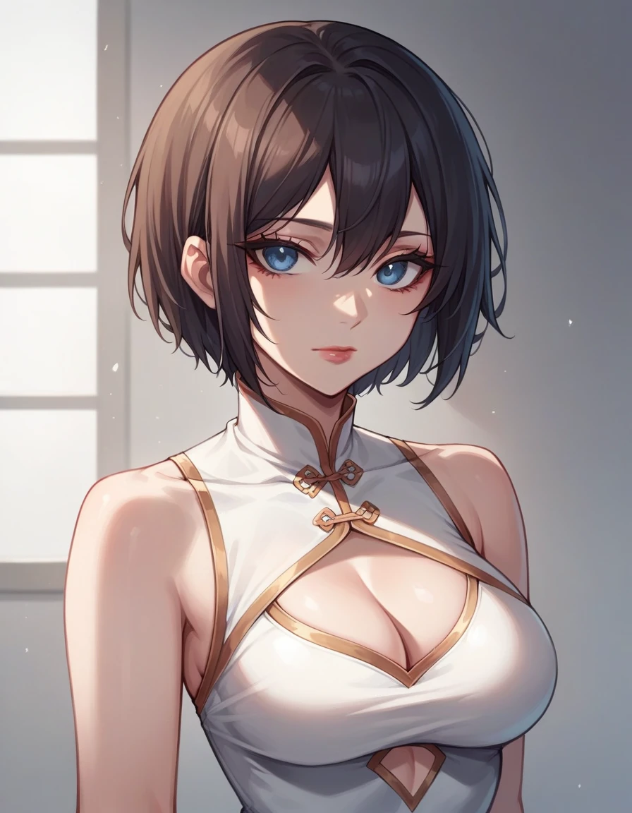 Attractive breasts、Beautiful and attractive anime woman, Enchanting anime girl, Top rated on pixiv、Short Bob、Healthy Body、OK、See-through underwear、Yakuza、tattoo、I can see your underwear、Shaving、Slippery、big round earrings、Navel piercing、Black Hair、Iris、Tied by a collar、beautiful girl、