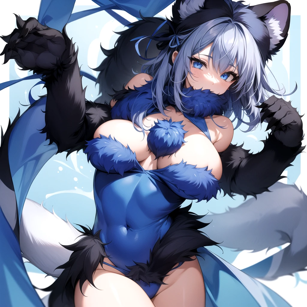 blue furred raccoon animal