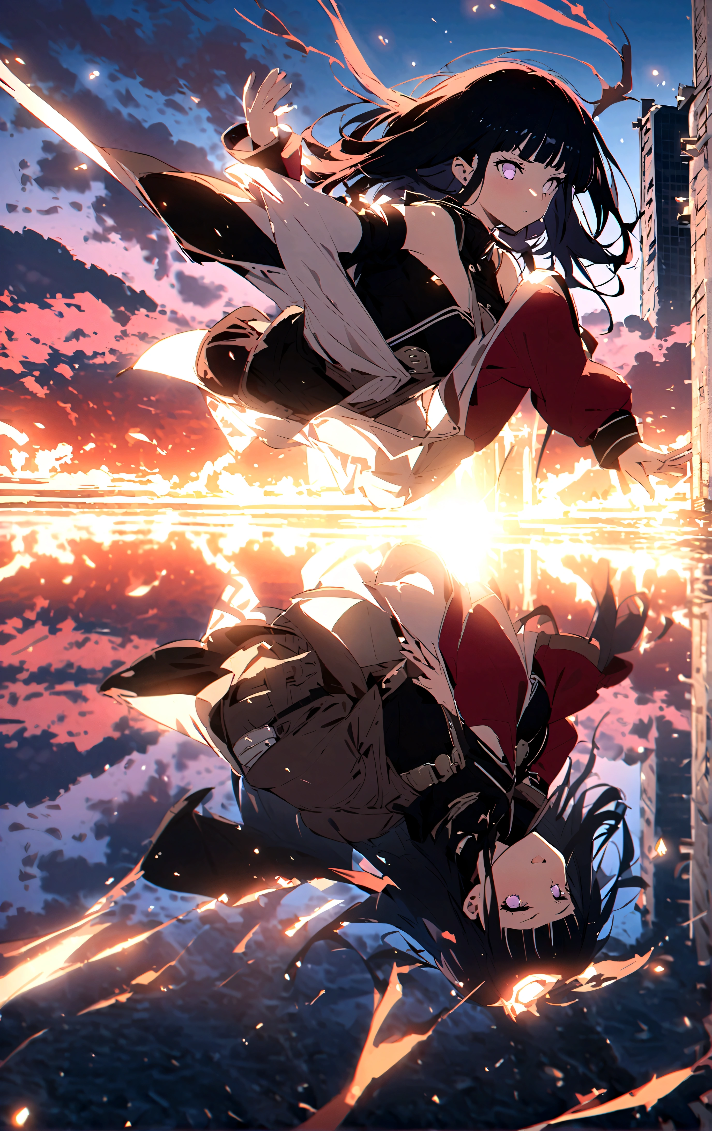 One girl、Hyuuga Hinata、Naruto \(series\)、Angry、Put your hands together、fit fingers、Hand gestures、Wind、Tai Chi Bagua Background、Dynamic pose、Spread your legs、Real、、Score 9,Score 8_up,score 7_up,Score 6_up,score 5_up,Score 4_up、