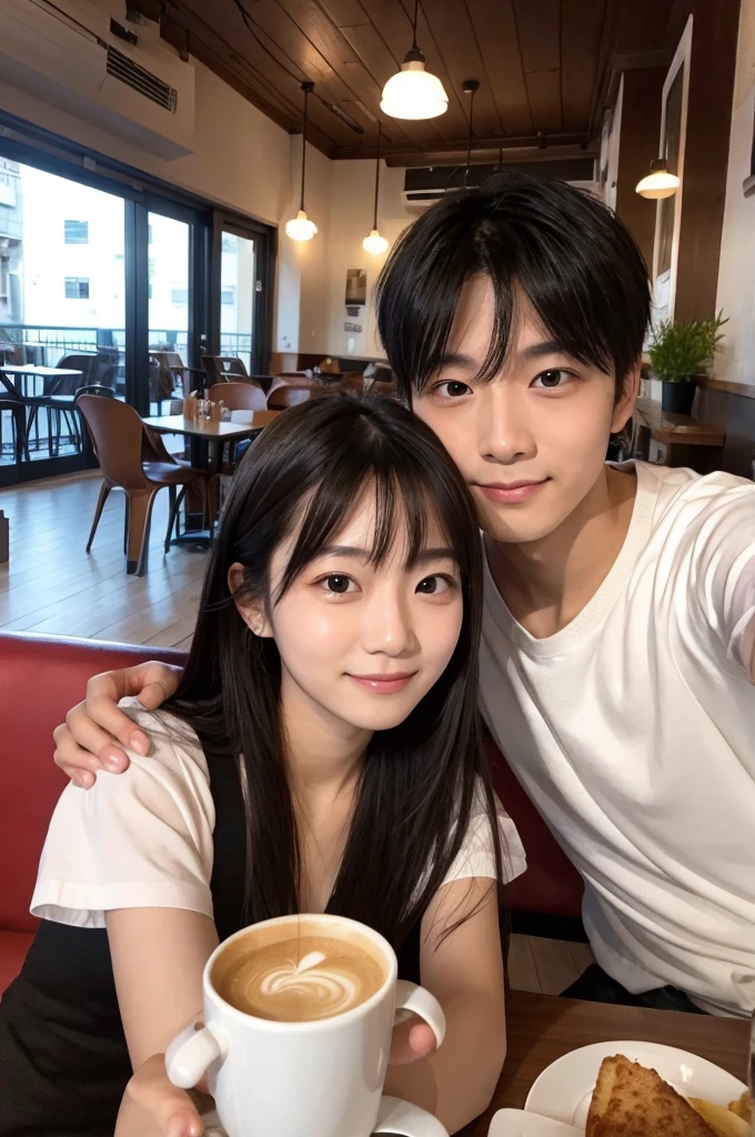 Cafe、Couple、Selfie