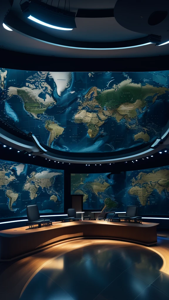 news presentation room, elegant studio, anchor desk, broadcast camera, professional lighting, studio audience, news ticker, world map background, news graphics, modern interior, sleek design, high production value, cinematic lighting, photorealistic, 8k, (best quality ,4k,8k,high,masterpiece:1.2),highly detailed,(realistic,photorealistic,photo-realistic:1.37)