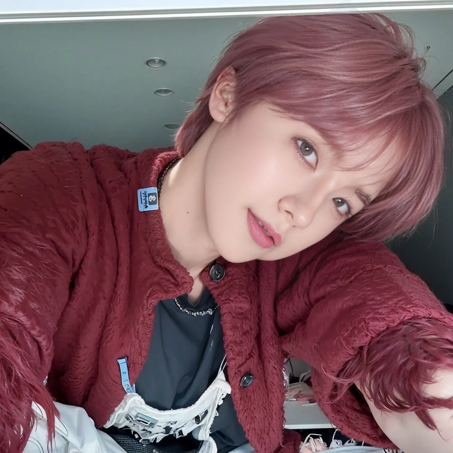 arafed man with pink hair and a red jacket posing for a picture, cai xukun, jungkook, with short hair, jimin, male ulzzang, jung jaehyun, 8k)), park jimin, hyung tae, xqc, inspired by Kun Can, jimin\'s plump lips, hong june hyung, jinyoung shin, sun yunjoo