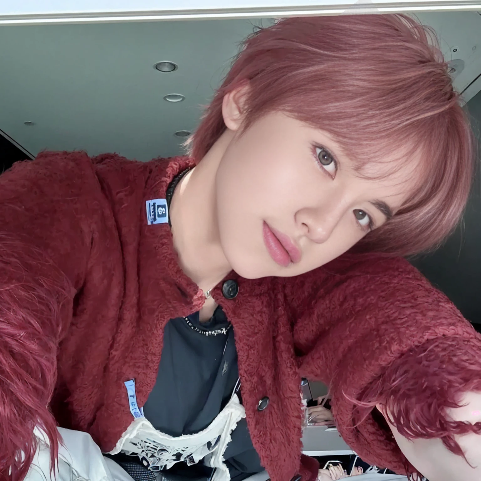 arafed man with pink hair and a red jacket posing for a picture, cai xukun, jungkook, with short hair, jimin, male ulzzang, jung jaehyun, 8k)), park jimin, hyung tae, xqc, inspired by Kun Can, jimin\'s plump lips, hong june hyung, jinyoung shin, sun yunjoo