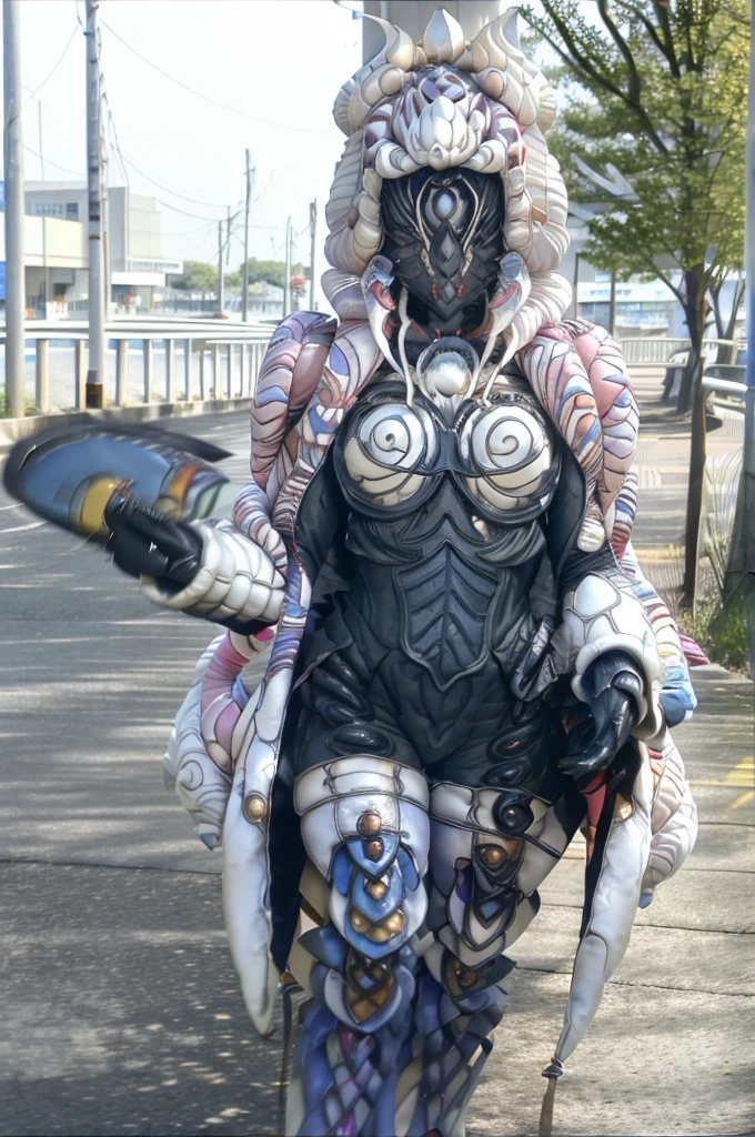 Perfect quality、Detailed Images、Sexy female monster with a leech motif、commit、Spread your legs、cute、In the town Bare crotch、long hair
