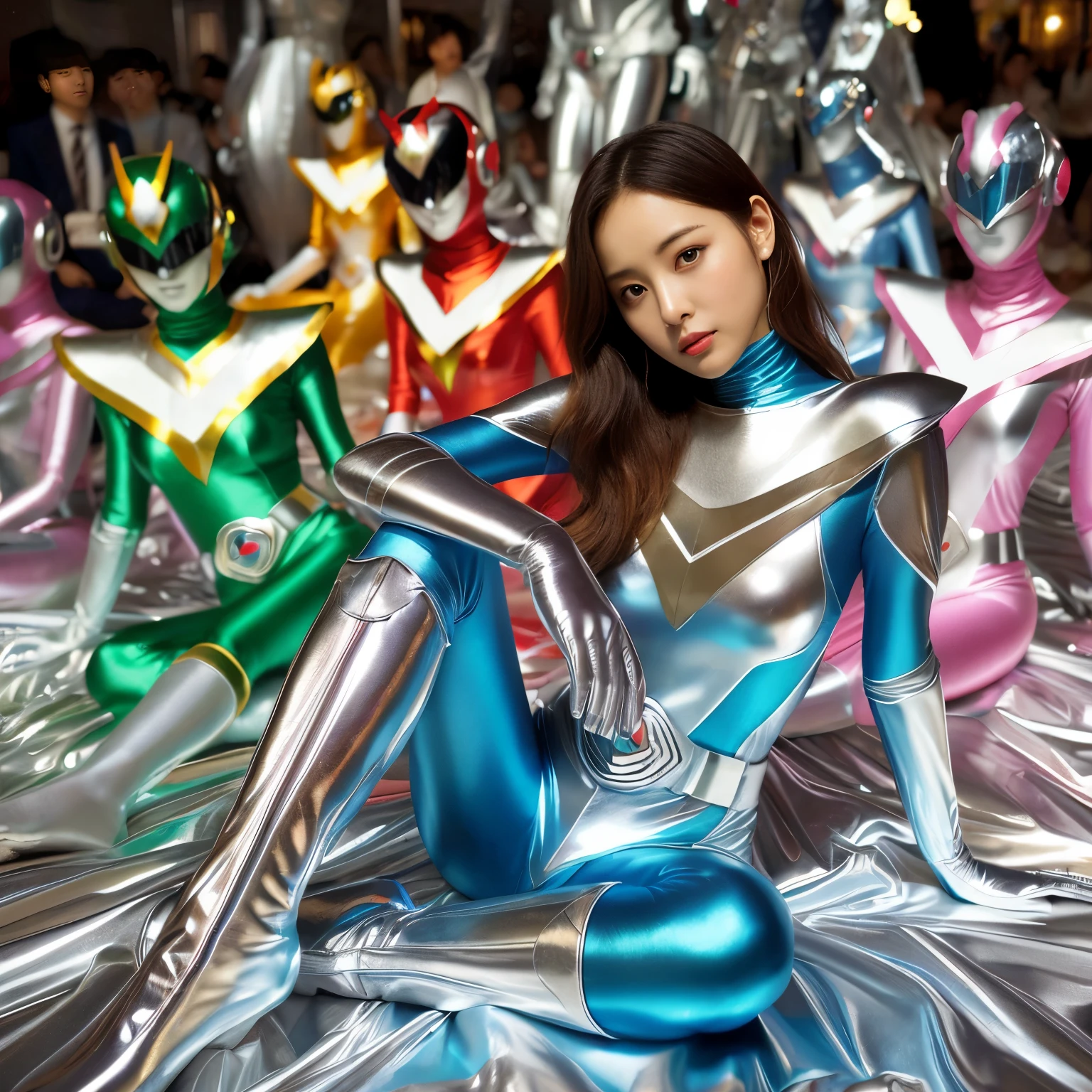 best image quality、Super high resolution、(realism:1.4)、Korean beauty star、The most beautiful KPOP star、horny face、Horny Korean makeup、erotic expression、A body that makes you want to touch it、erotic photos、((Realistic shiny satin fabric texture、High-gloss stretch satin fabric that is smooth and smooth to the touch.、The drape of the curved part of the shiny satin fabric、strong shiny costume、The smooth and beautiful quality and luster of the costumes、A shiny costume made of high-quality satin fabric with high density.、Smooth to the touch oil light liang ultra-class battleship skin coat COS、Super SentaiWomen&HeroineSuit、Texture of costumes that satin fetishists respond to、Thin, glossy stretch satin fabric)),8K photo quality
