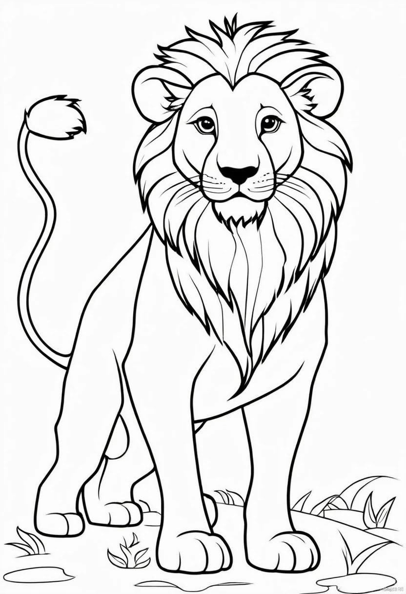 coloring page for kids, lion