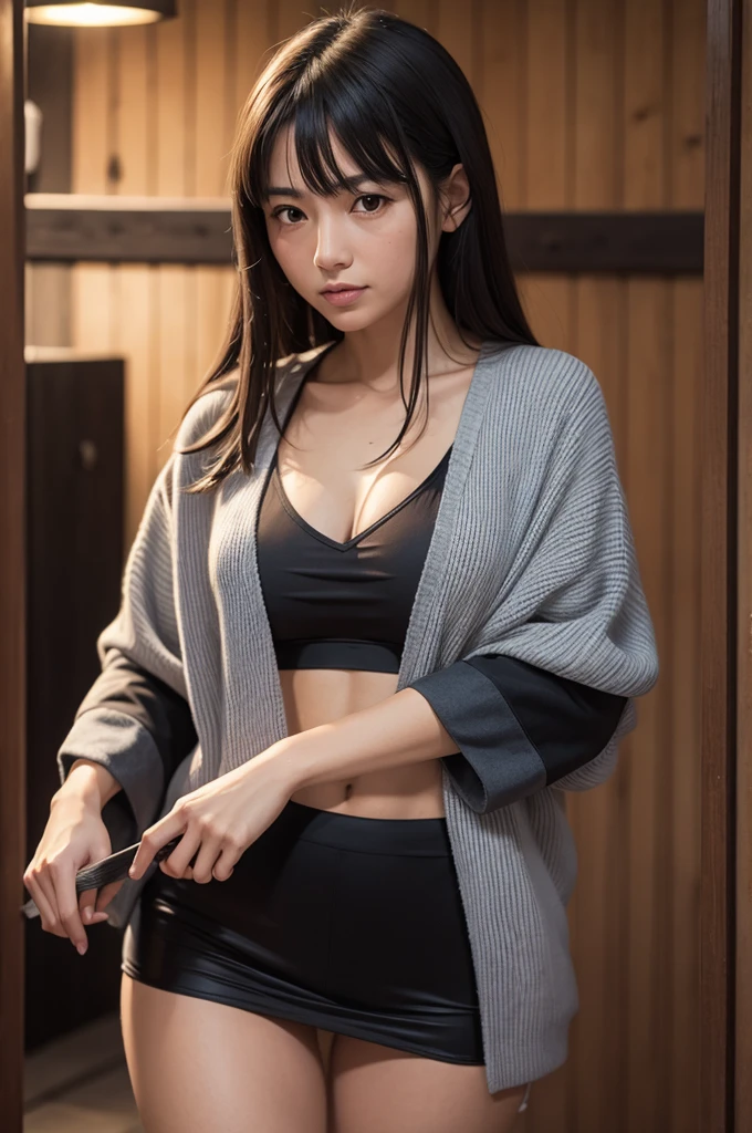 ((Structure from head to thighs:1.5)), ((Backwards:1.8, Butt facing the camera:1.8, Japanese-style room in a ryokan:1.8)), ((Red tracksuit:1.8)), (smile:1.5), Erect nipples, 1 girl, alone, 18-year-old, 7 Head to Body, Ideal body proportions, Black Hair, With bangs, Small breasts, thin, Round ass, Beautiful legs, thin脚, Surrealism, Cinema Lighting, Depth of written border, First Person View, 胸F/1.8, 135mm, Ticker, Pieces fly, Collect and organize, ((Anatomically correct:1.3)), Textured skin, Super Detail, Attention to detail, high quality, Awards, 最high quality, High resolution, 8k