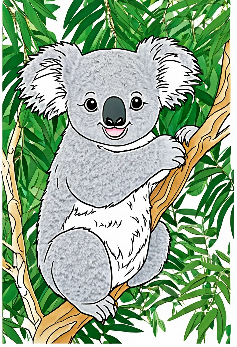 coloring page for kids, koala