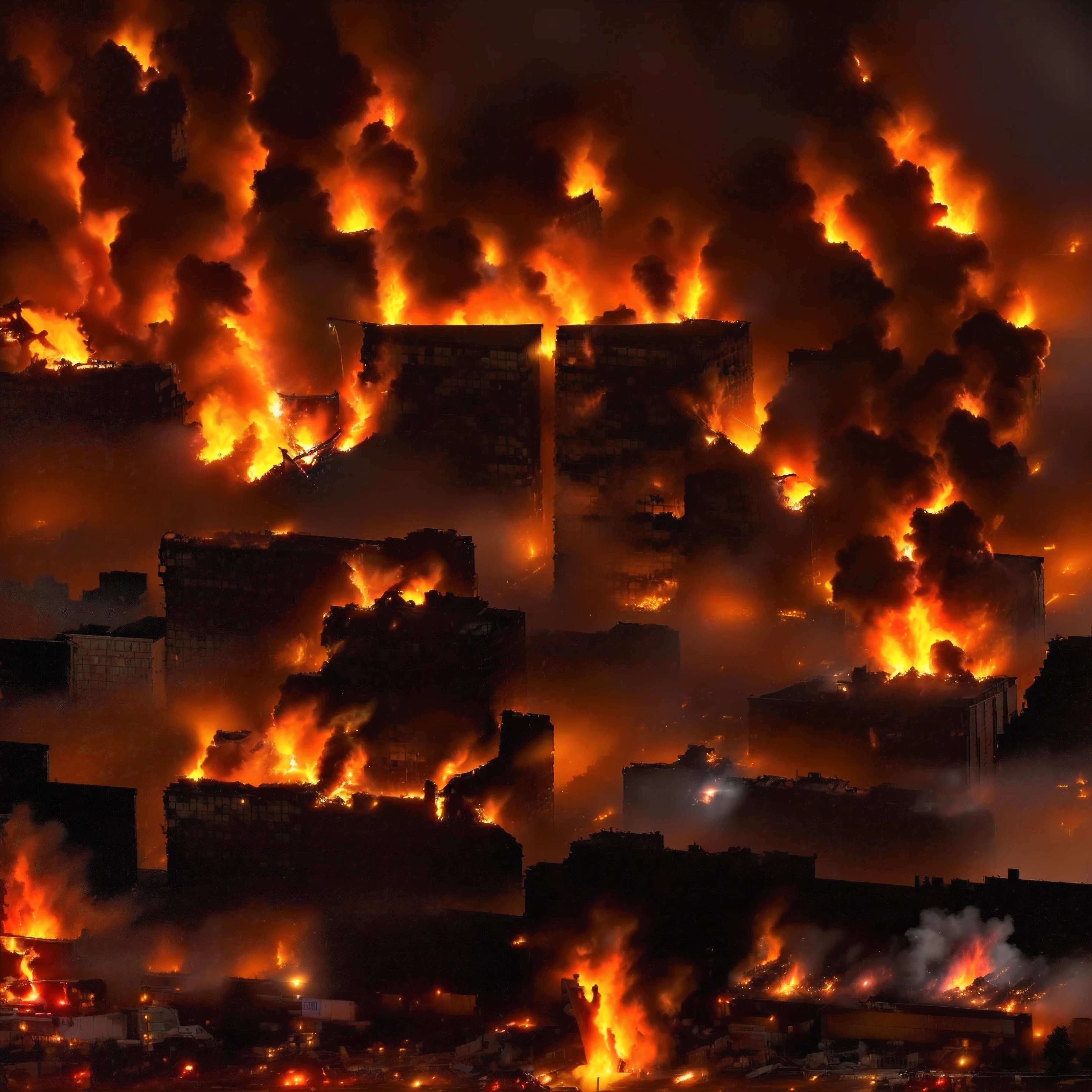 flames are lit up in the dark near a building, burning bus inferno, burning bus crash inferno, burning building, skatepark in flames, intense smoldering, arson, the matrix servers on fire, closeup photo, burning buildings, fire, fire and explosions, building on fire, burning houses, the buildings are on fire, koyaanisqatsi, burning cars