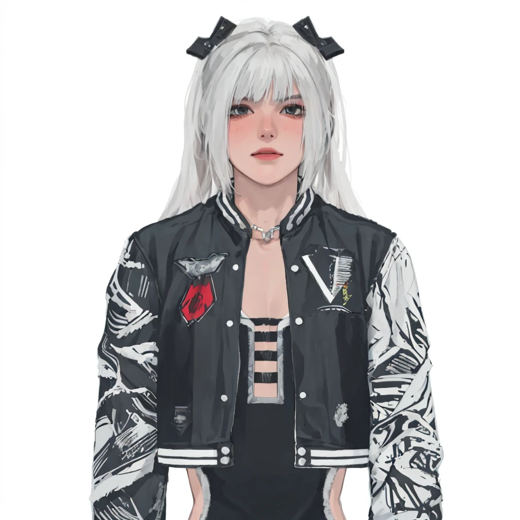(masterpiece:1.2, best quality), (1girl, solo, upper body:1.2),happy face,Hair: buzz cut,Clothing: oversized, distressed denim jacket with patches and pins, paired with black skinny jeans and combat boots, Hanging out in an underground music venue or street art exhibit