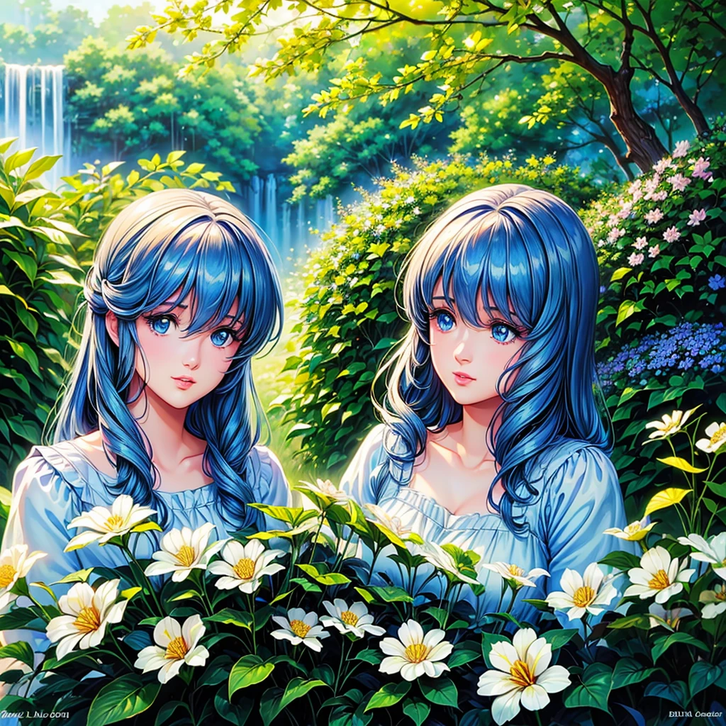 (((Best Quality, high resolution))),sniper aiming at the girl like zooey deschanel,Beautiful detailed very light blue eyes., detailed lips, long eyelashes,girl in a garden,soft sunlight,half:oil painting,ultra detailed,realist,vivid colors,fantastic atmosphere,shadows and lights,Greenery and flowers,peaceful and serene,Masterpiece:1.2