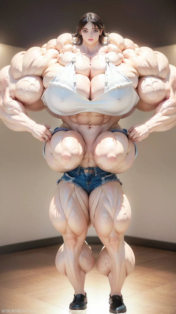 Highest quality、High resolution、Very detailed、Bright lighting、One girl、Full body photo、Black Hair、(((Short Hair)))、smile、(((Big Tits)))、(((比基尼)))、(((muscular)))、(((Hyper huge Muscle:1.2)))、(((Incredibly large muscles:1.2)))、(((Extremely large muscles:1.2)))、huge、(((Huge body)))、((Long legs))、(((very thick paws)))、(((Expanding Body)))、(((Huge body)))、(((An immeasurably large body:1.2)))、(((Very small face)))、(((Unusually developed super huge breasts:1.2)))、(((Super Heavy Muscle:1.2)))、Hyper Heavyweight Muscle