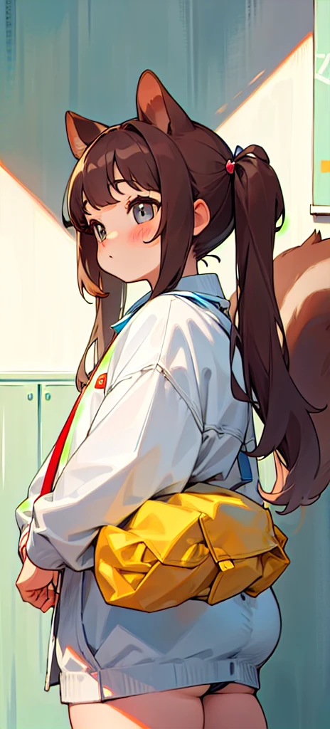 (masterpiece, Highest quality), squirrel, cute, Twin tails、Chubby