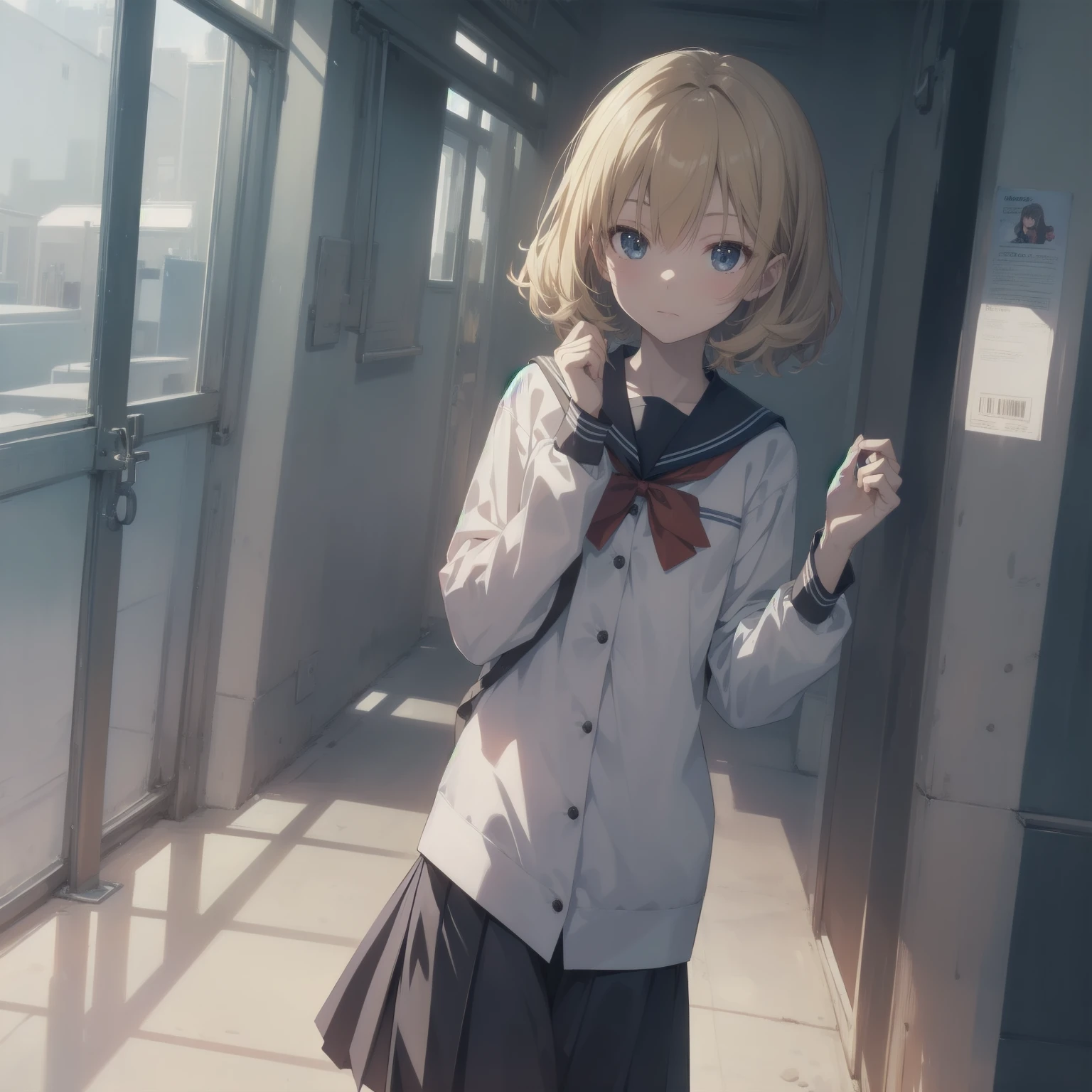 ultra-absurdres-Top quality by artist God, ultra-detailed, high resolution, anime moe artstyle, best anime 8k konachan wallpaper, pixiv contest winner, pool:2810, perfect anatomy,break, 1girl, (Please draw a girl walking sleepily to school alone. )break,(Solo,little female, 13-year-old:1.3),Full limbs, complete fingers,a junior high school student, (very short hair), short cut, flat chest, , small butt, small black eyes, beautiful detailed eyes, well-proportioned iris and pupils, expressive eyes, highres detailed hair, soft expression, salor school_uniform, sailor collar, serahuku, bow, pleated skirt,(Detailed Lighting), (Detailed background), in the School commute route. break,super detailed skin, Best cinematic lighting powered by famous artist, 8k,beauty illustration,photoshop_(medium),very aesthetic,break,((artist:enkyo_yuuichirou )), artist:clamp ,artist:carnelian ,artist:kantoku ,