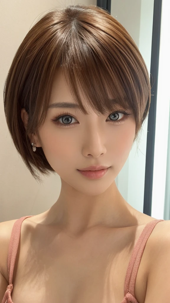 masterpiece、Highest quality、High resolution、Tabletop、wallpaper、Realistic、Bright lighting、Professional Lighting、Face Light、Smooth lighting、Japanese women、Adult、Beautiful woman、action、gravure、sexy、poor、so beautiful、Beautiful Skin、Beautiful and exquisite、Detailed face、slim、moderately、short hair、Brunette colored hair、Brown eyes、Looking into the camera、I have a sax