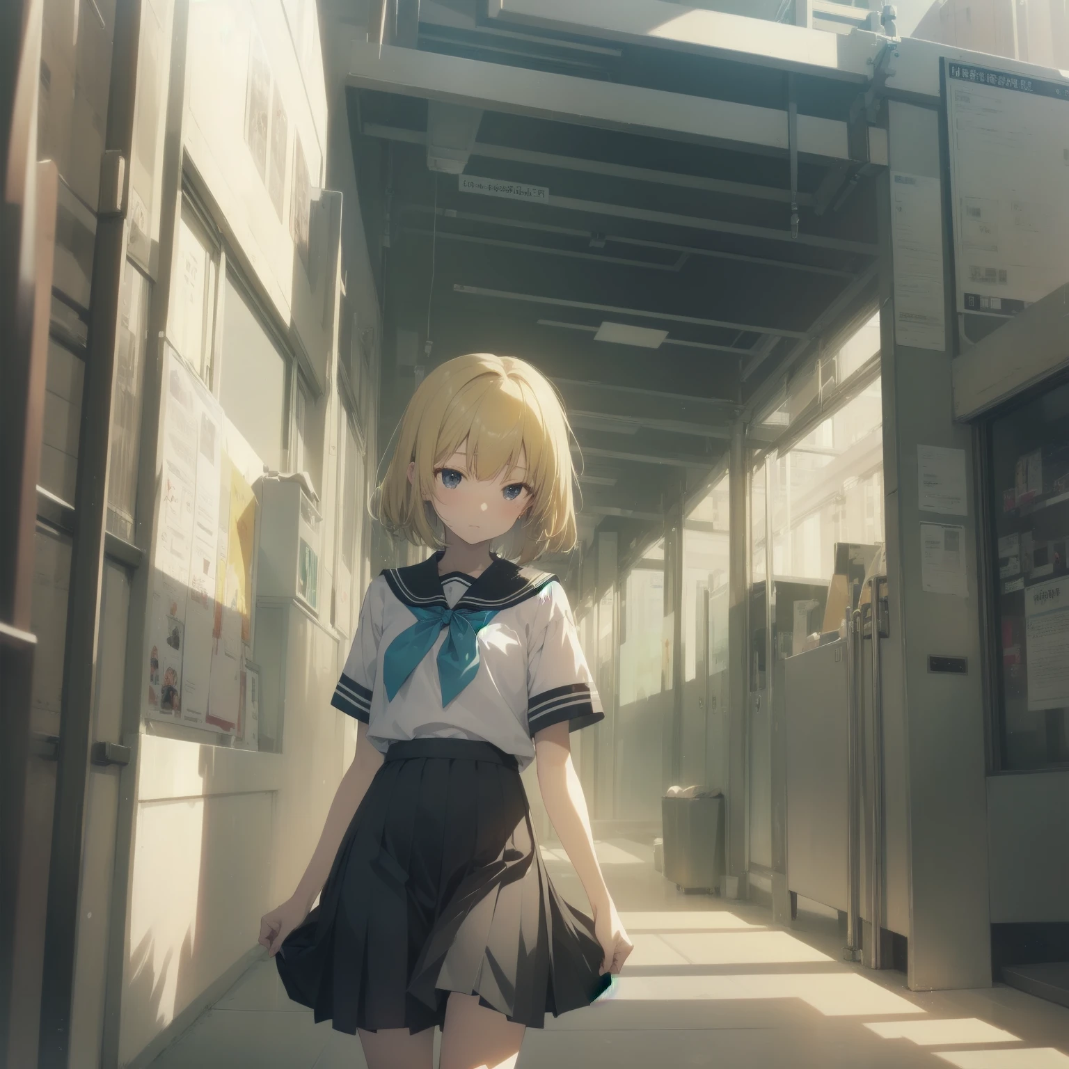 ultra-absurdres-Top quality by artist God, ultra-detailed, high resolution, anime moe artstyle, best anime 8k konachan wallpaper, pixiv contest winner, pool:2810, perfect anatomy,break, 1girl, (Please draw a girl walking sleepily to school alone. )break,(Solo,little female, :1.3),Full limbs, complete fingers,a junior high school student, (very short hair), short cut, flat chest, , small butt, smallck eyes, beautiful detailed eyes, well-proportioned iris and pupils, expressive eyes, highres detailed hair, soft expression, salor school_uniform, sailor collar, serahuku, bow, pleated skirt,(Detailed Lighting), (Detailed background), in the School commute route. break,dewy skin, perspiration on the skin,skin texture, fine lines, pores, natural imperfections,light reflections, glossy skin, shiny skin,break, Best cinematic lighting powered by famous artist, 8k,beauty illustration,photoshop_(medium),very aesthetic,break,((artist:enkyo_yuuichirou )), artist:clamp ,artist:carnelian ,artist:kantoku ,