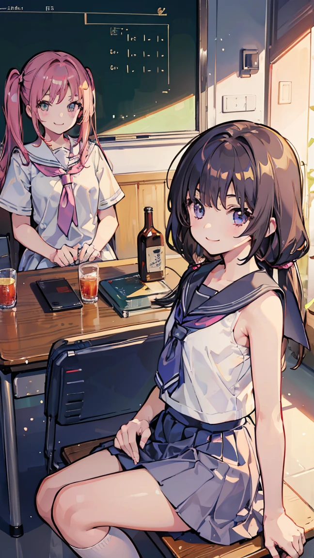 masterpiece, Highest quality, High resolution, Very detailed,(((Three Girls))), (((Elementary school girl))), (((smile))), naked