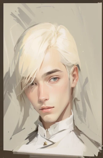 there is a drawing of a man with blonde hair and a white shirt, drawn with photoshop, inspired by Li Chevalier, inspired by Oskar Lüthy, 2d portrait, inspired by Sigurd Swane, inspired by Armin Hansen, inspired by William Mustart Lockhart, soft portrait, mostly greyscale, halfbody portrait, digital painted, digital sketch