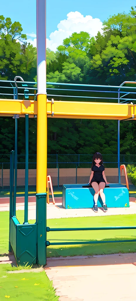 (masterpiece, Highest quality), Young Girl、Huge breasts、Playground equipment、low length