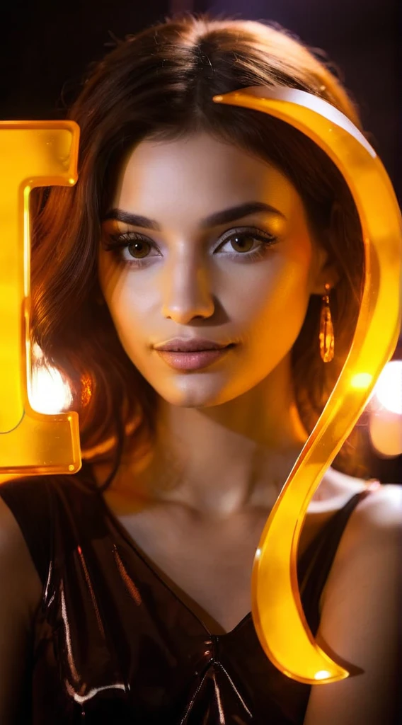 ambr1 woman in night club holding "L" text