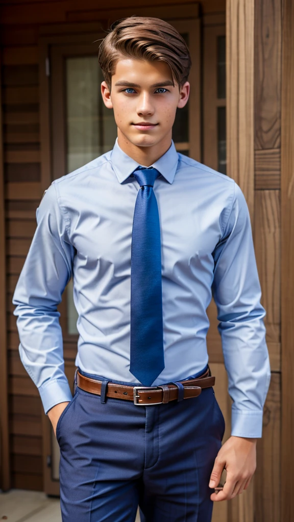 19 year old male wearing tie and lomg sleveed button up with belt and tucked in
4K HIGH REZ
Physical Description: Brown colored hair and skinny build. 5"5 and 150 LB. Blue eyes.
.