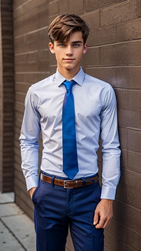 19 year old male wearing tie and lomg sleveed button up with belt and tucked in
4K HIGH REZ
Physical Description: Brown colored hair and skinny build. 5"5 and 150 LB. Blue eyes.
.