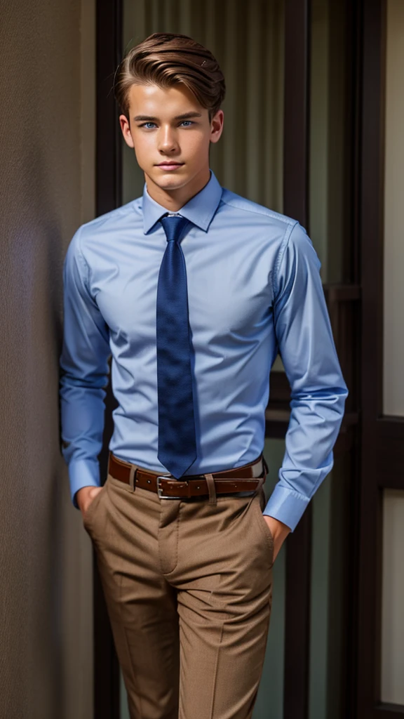 19 year old male wearing tie and lomg sleveed button up with belt and tucked in
4K HIGH REZ
Physical Description: Brown colored hair and skinny build. 5"5 and 150 LB. Blue eyes.
.