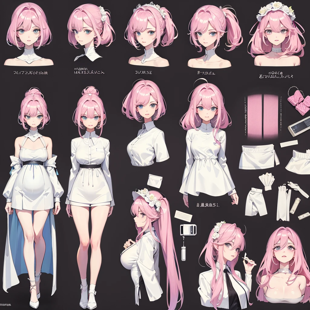 1girl,pink hair, open forehead, pregnant housewife, blue eyes, slim waist, 20 years old, long legs, adult, correct anatomy, best quality, detailed eyes, high-quality hair, 2 eyes, 2 hands, correct leg anatomy, 2 legs, correct hand anatomy, long eyelashes, beautiful lips, lots of details, an adult beauty