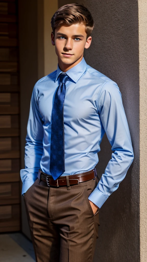 19 year old male wearing tie and lomg sleveed button up with belt and tucked in
4K HIGH REZ
Physical Description: Brown colored hair and skinny build. 5"5 and 150 LB. Blue eyes.
.
