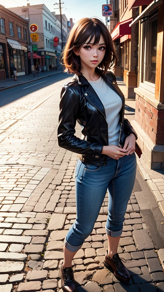 A brown leather wallet lies closed on the cobblestone pavement of a busy downtown street, illuminated by the afternoon sun. (best quality, 4k, 8k, highres, masterpiece:1.2), ultra-detailed, (realistic, photorealistic, photo-realistic:1.37), outdoor, colourful, soft lighting, lively atmosphere)
